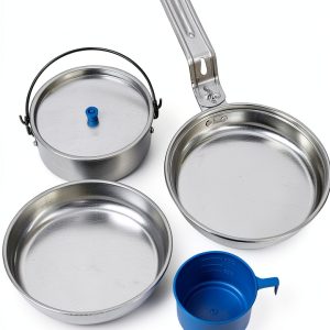Rothco 5 Piece Aluminum Mess Kit Compact Silver Cookware for Camping-0