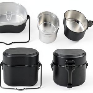 Military Mess Tin, Portable Mess Kit Plate Set Aluminium Alloy Military Lunch Box for Outdoor Camping Hiking Picnic BBQ Beach Camping Cookware Mess Kit Camp Pot Army Mess Kit Camping Pots Pans Set-0